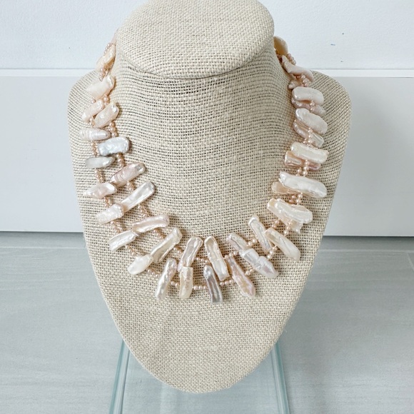 Genuine Freshwater Pearl Necklace Pink Cream 32" - Picture 3 of 6